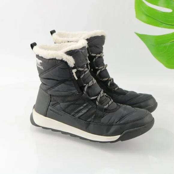 Sorel Women's Whitney II Boot Size 6 Waterproof Short Lace Up Black Nylon Winter - Picture 2 of 12